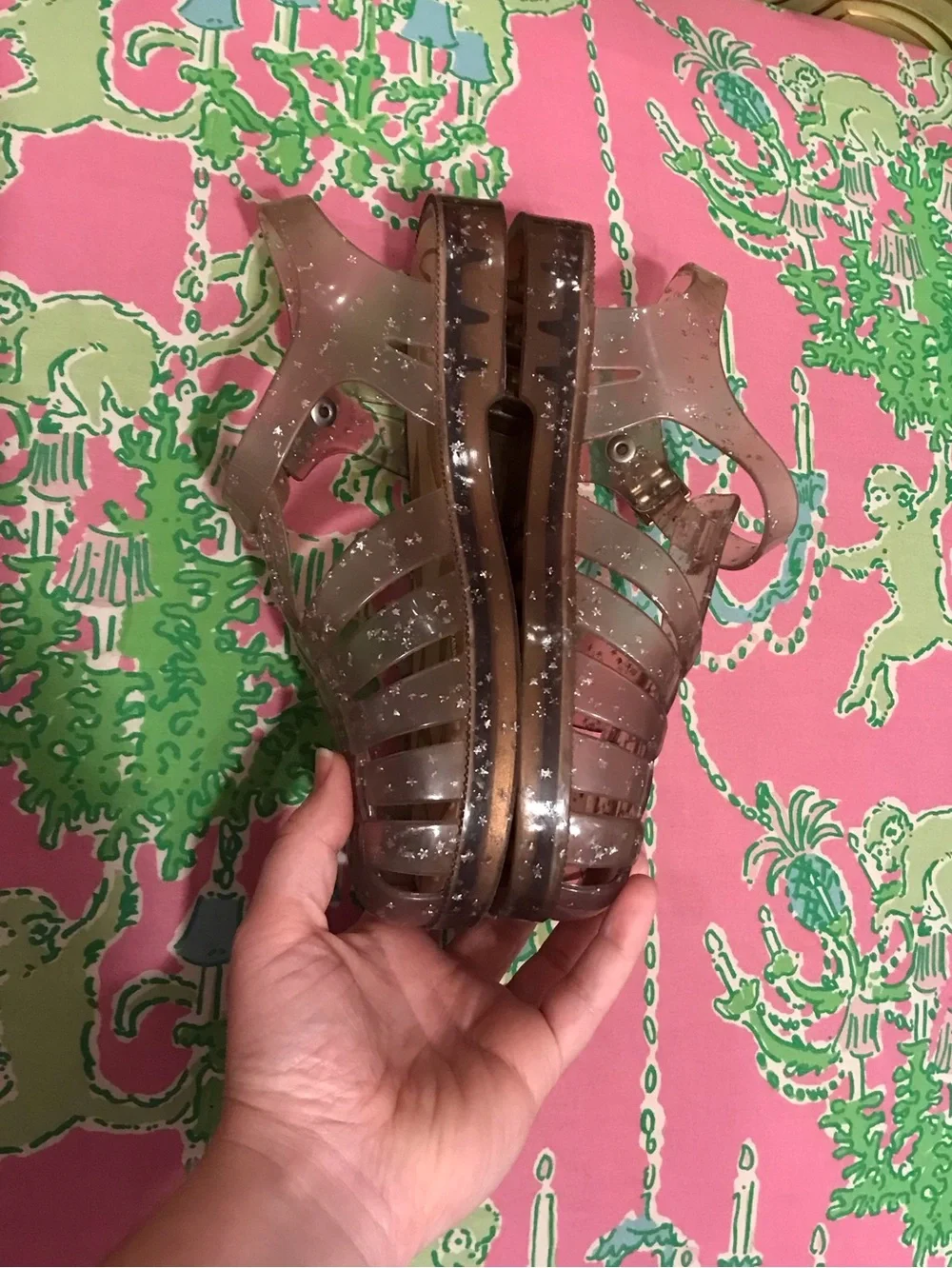 Mini Melissa Jelly Star Sandals Girls Possession Shiny Elements Fisherman size 4